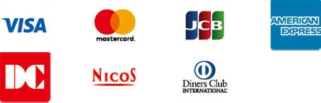 利用可能クレジットカード一覧 VISA/Master/JCB/American Express/DC card/Nicos/Diners Club